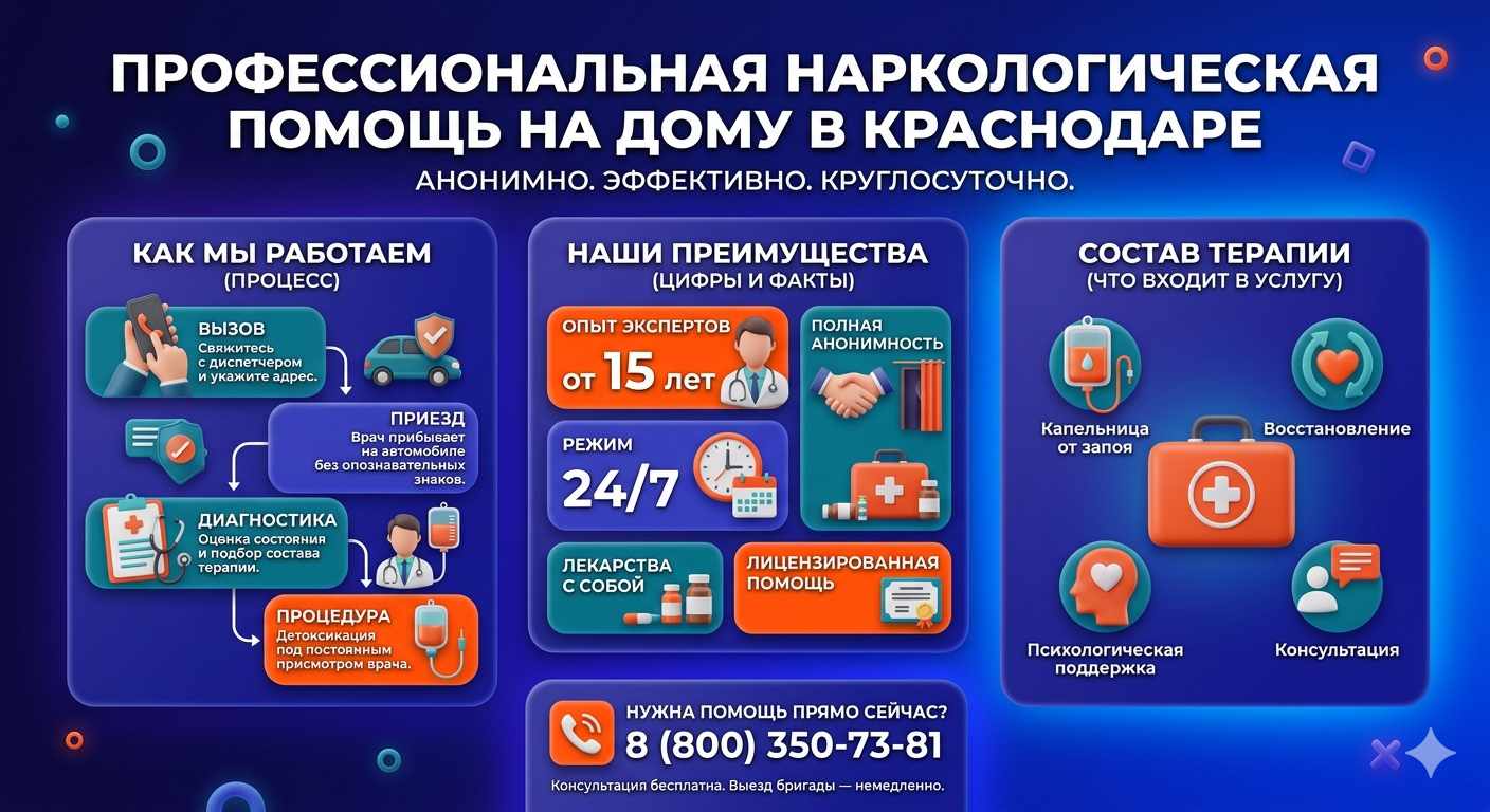 Инфографика о принципах лечения алкоголизма на дому в Карабудахкенте: этапы вызова нарколога, преимущества анонимной детоксикации и состав медицинской помощи.